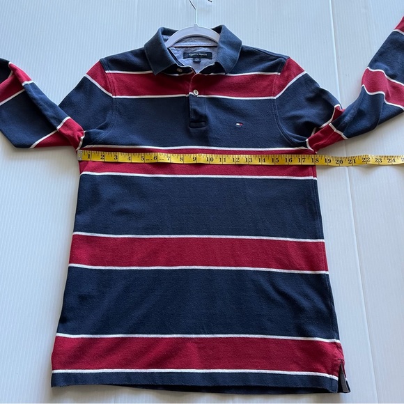 Tommy Hilfiger Polo 2 Button Striped  BlueRed Pullover Long Sleeve Shirt Size XS - Picture 8 of 11